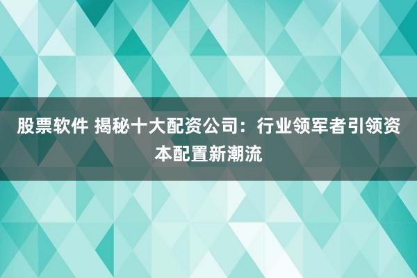 股票软件 揭秘十大配资公司:行业领军者引领资本配置新潮流