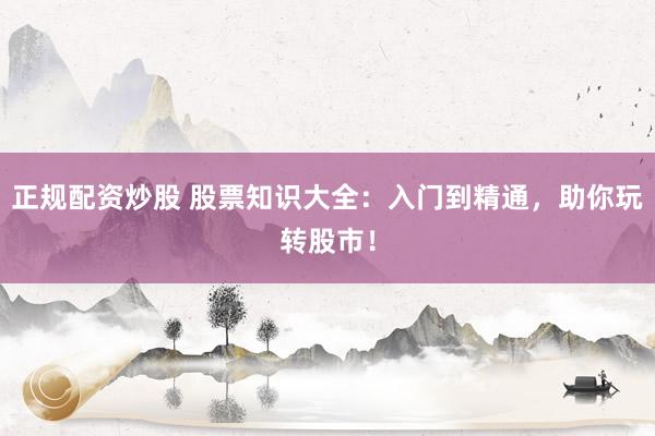 正规配资炒股 股票知识大全：入门到精通，助你玩转股市！