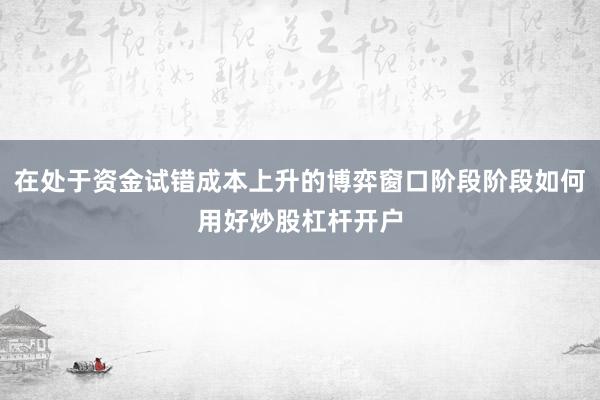 在处于资金试错成本上升的博弈窗口阶段阶段如何用好炒股杠杆开户