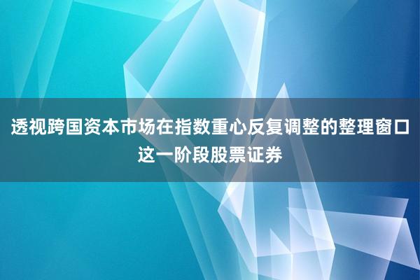 透视跨国资本市场在指数重心反复调整的整理窗口这一阶段股票证券